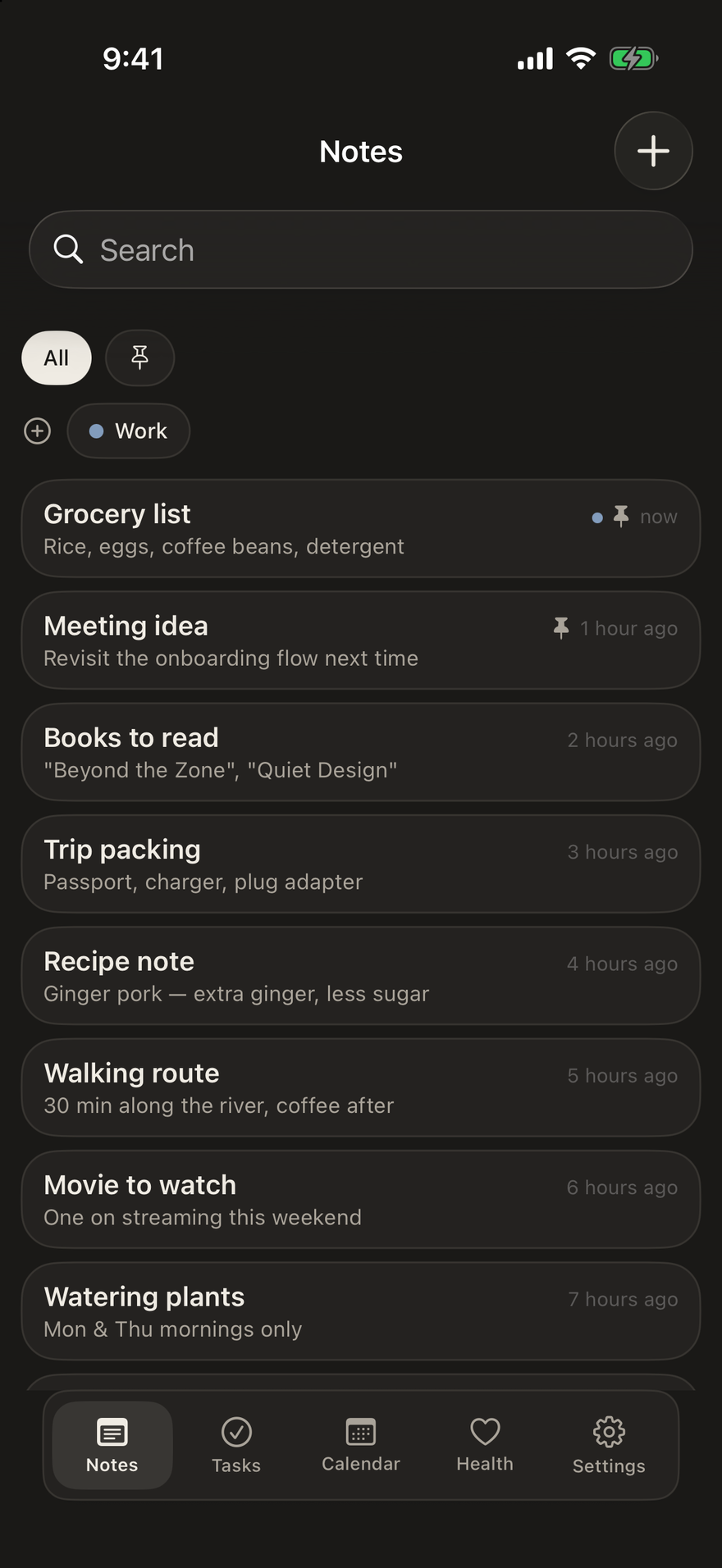 Utility notes, dark appearance